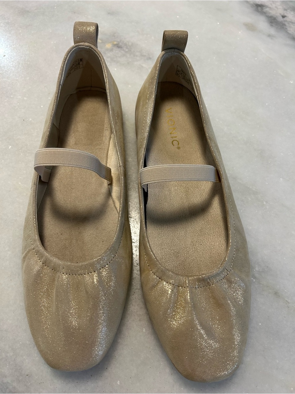 Vionic Colette Ballet Flats | Gold Leather | Women’s Size 40.5 (EU) 9.5 wide